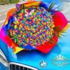 Buchet 301 Trandafiri Naturali Multicolori Rainbow