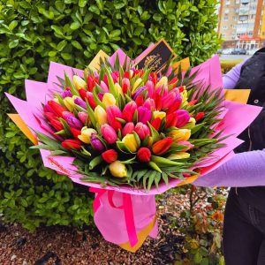 Buchet Elegant 51 Lalele Naturale Colorate