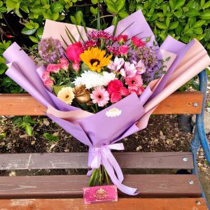 Buchet Naturale Trandafiri Allium MiniRose MiniGerbere