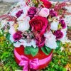 Iubire Alb-Bordo Cutie flori Sapun