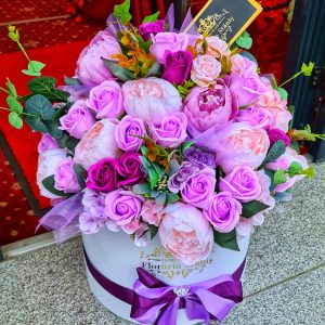 Eleganță Mov Cutie Rotunda flori Sapun