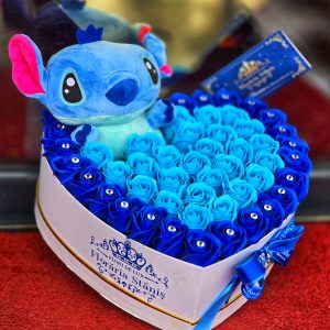 Cutie inima Stitch 55 Trandafiri Sapun