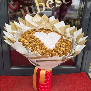Buchet 101 Trandafiri Sapun Aurii Coronita