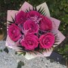 Buchet 7 Trandafiri Naturali Roz Ciclam