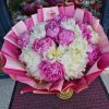 Buchet 17 Bujori Naturali Roz Albi